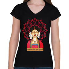 PRINTFASHION Indiai közmondás - Női V-nyakú póló - Fekete női póló
