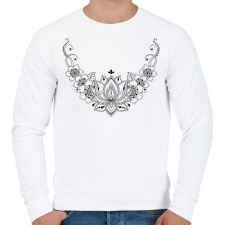 PRINTFASHION Indiai mintás nyakék - Férfi pulóver - Fehér férfi pulóver, kardigán