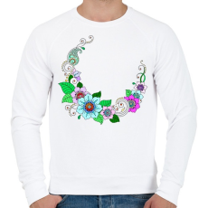 PRINTFASHION Indiai nyakék, színes - Férfi pulóver - Fehér