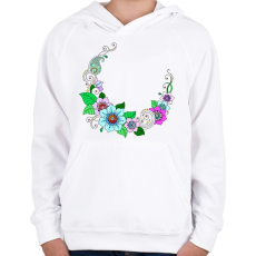 PRINTFASHION Indiai nyakék, színes - Gyerek kapucnis pulóver - Fehér
