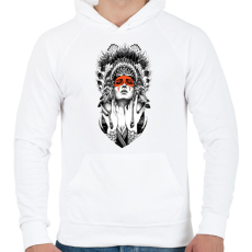 PRINTFASHION indián fej - Férfi kapucnis pulóver - Fehér