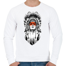 PRINTFASHION indián fej - Férfi pulóver - Fehér