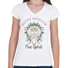 PRINTFASHION Indián koponya 02 - Free Spirit - Női V-nyakú póló - Fehér