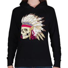 PRINTFASHION Indián koponya  - Női kapucnis pulóver - Fekete