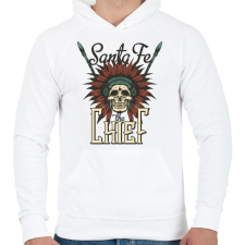 PRINTFASHION Indián koponya - Santa Fe - Férfi kapucnis pulóver - Fehér férfi pulóver, kardigán