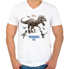 PRINTFASHION Indominus Rex - Férfi V-nyakú póló - Fehér