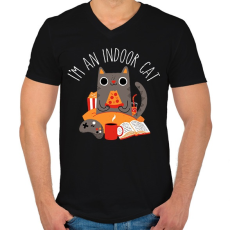 PRINTFASHION Indoor cat - Férfi V-nyakú póló - Fekete