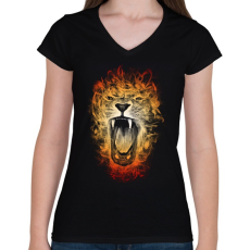 PRINTFASHION Inferno - Női V-nyakú póló - Fekete