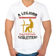 PRINTFASHION Informatikus férfi szülinapja május - Férfi V-nyakú póló - Fehér