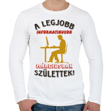 PRINTFASHION Informatikus férfi szülinapja március - Férfi hosszú ujjú póló - Fehér férfi póló