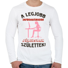 PRINTFASHION Informatikus nő szülinapja július - Férfi hosszú ujjú póló - Fehér férfi póló