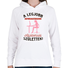 PRINTFASHION Informatikus nő szülinapja július - Női kapucnis pulóver - Fehér női pulóver, kardigán