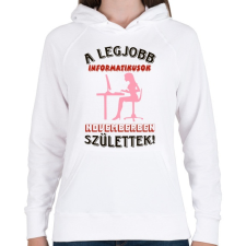 PRINTFASHION Informatikus nő szülinapja november - Női kapucnis pulóver - Fehér női pulóver, kardigán