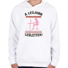 PRINTFASHION Informatikus nő szülinapja október - Gyerek kapucnis pulóver - Fehér