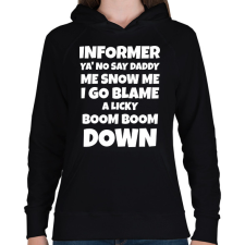 PRINTFASHION INFORMER SNOW DALSZÖVEG - Női kapucnis pulóver - Fekete női pulóver, kardigán