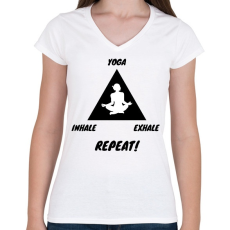 PRINTFASHION Inhale Exhale Repeat - Női V-nyakú póló - Fehér
