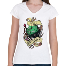 PRINTFASHION Initative - Női V-nyakú póló - Fehér