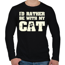 PRINTFASHION Inkább a macskámmal vagyok - Férfi hosszú ujjú póló - Fekete férfi póló
