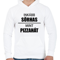 PRINTFASHION Inkább sörhas, mint pizzahát - Férfi kapucnis pulóver - Fehér