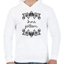 PRINTFASHION Inni jöttem - Férfi kapucnis pulóver - Fehér férfi pulóver, kardigán