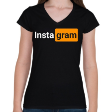 PRINTFASHION Insta Gram - Női V-nyakú póló - Fekete női póló