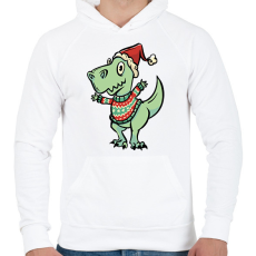 PRINTFASHION Integető karácsonyi t-rex - Férfi kapucnis pulóver - Fehér