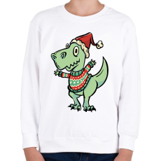 PRINTFASHION Integető karácsonyi t-rex - Gyerek pulóver - Fehér