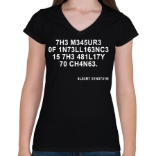 PRINTFASHION intelligencia - Női V-nyakú póló - Fekete női póló