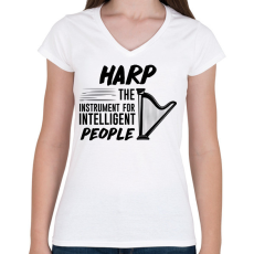 PRINTFASHION Intelligens emberek hangszere - Hárfa - Női V-nyakú póló - Fehér