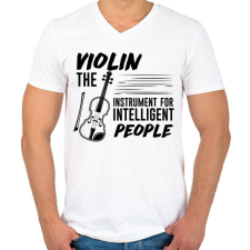 PRINTFASHION Intelligens emberek hangszere - Hegedű - Férfi V-nyakú póló - Fehér férfi póló