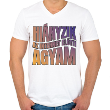 PRINTFASHION Internet előtti agyam - Férfi V-nyakú póló - Fehér férfi póló