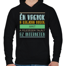 PRINTFASHION Interneten talált a feleségem - Férfi kapucnis pulóver - Fekete férfi pulóver, kardigán