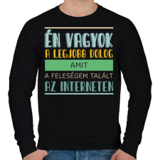 PRINTFASHION Interneten talált a feleségem - Férfi pulóver - Fekete férfi pulóver, kardigán