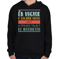 PRINTFASHION Interneten talált a férjem - Gyerek kapucnis pulóver - Fekete