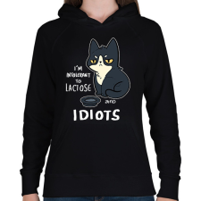 PRINTFASHION Intolerant to idiots - Női kapucnis pulóver - Fekete női pulóver, kardigán