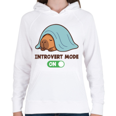 PRINTFASHION Introvert mode - Női kapucnis pulóver - Fehér