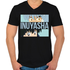 PRINTFASHION Inuyasha - Szemek - Férfi V-nyakú póló - Fekete férfi póló