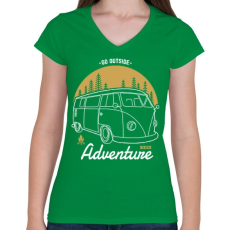 PRINTFASHION Irány kalandozni - Női V-nyakú póló - Zöld