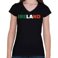 PRINTFASHION Ireland - Női V-nyakú póló - Fekete női póló