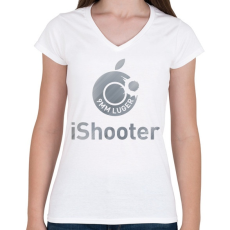 PRINTFASHION iShooter - Női V-nyakú póló - Fehér