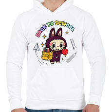 PRINTFASHION Iskolás labubu - Férfi kapucnis pulóver - Fehér