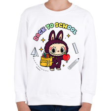 PRINTFASHION Iskolás labubu - Gyerek pulóver - Fehér gyerek pulóver, kardigán