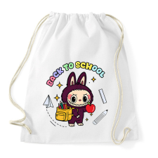 PRINTFASHION Iskolás labubu - Sportzsák, Tornazsák - Fehér tornazsák