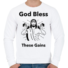 PRINTFASHION Isten áldott izmai - Férfi pulóver - Fehér férfi pulóver, kardigán