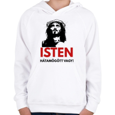PRINTFASHION isten hátamögött vagy! - Gyerek kapucnis pulóver - Fehér gyerek pulóver, kardigán