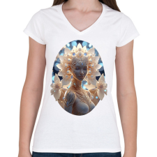 PRINTFASHION Isteni nő - Női V-nyakú póló - Fehér női póló