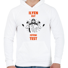 PRINTFASHION ISTENI TEST - Férfi kapucnis pulóver - Fehér