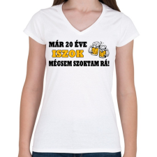 PRINTFASHION Iszok, iszok de nem szokok rá! - Női V-nyakú póló - Fehér női póló