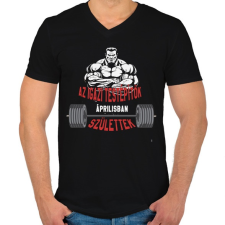 PRINTFASHION IT Április - Férfi V-nyakú póló - Fekete férfi póló