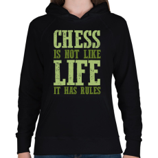 PRINTFASHION It has rules - Chess - Női kapucnis pulóver - Fekete